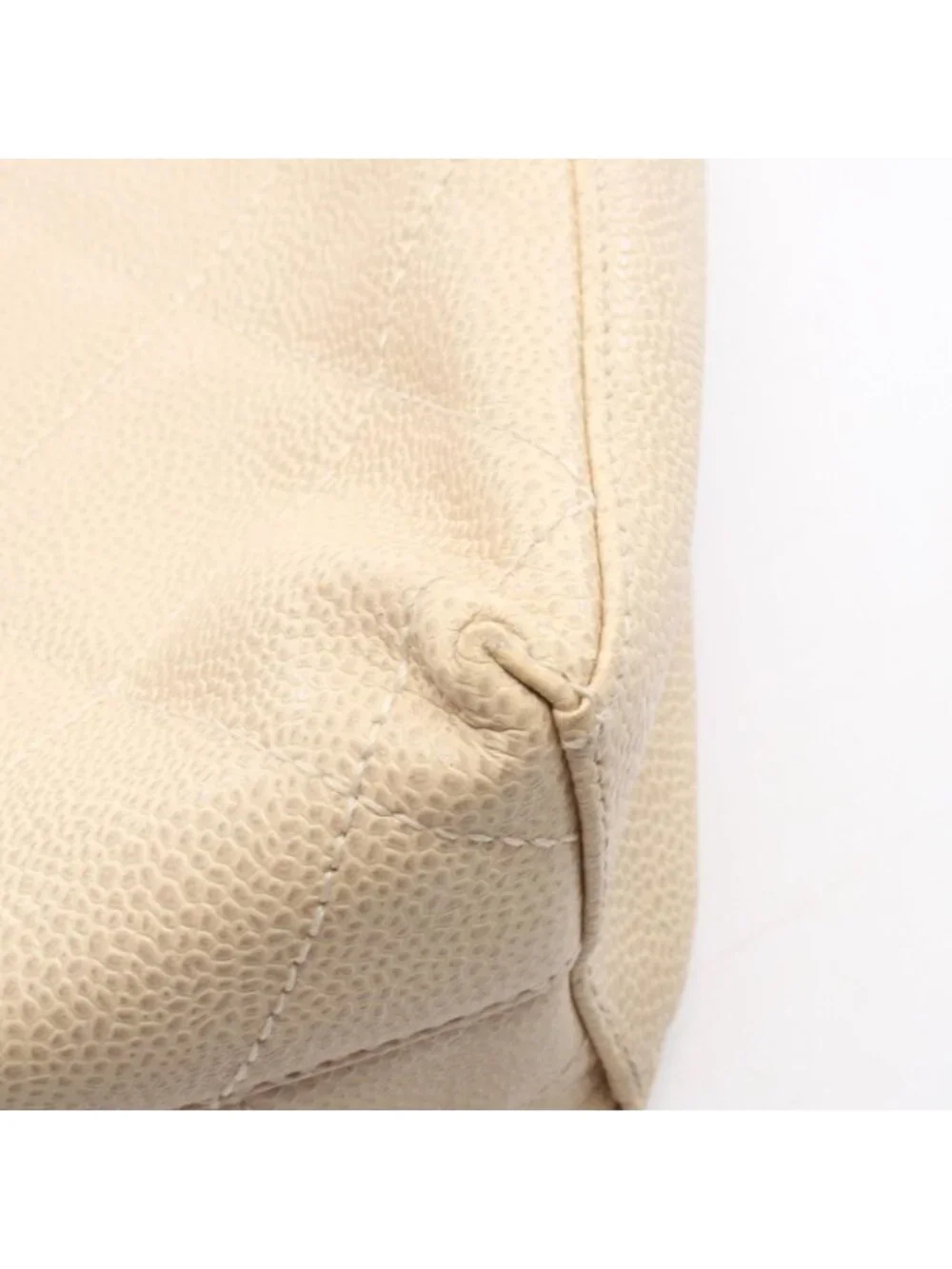 Chanel Tote Bag Quilted Plastic Cream Caviar Chain